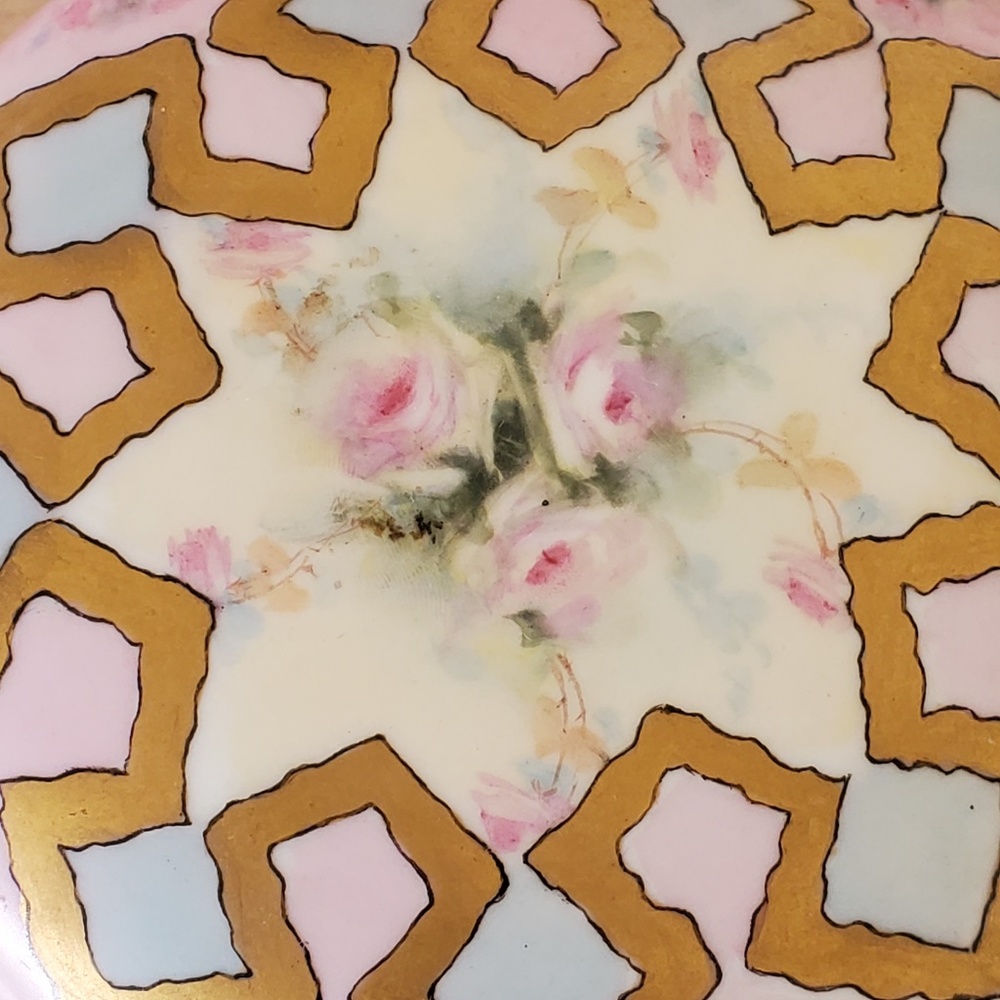 AK France Limoges Pink Gold Floral Trinket Vanity Satin Porcelain Box Vintage - Picture 5 of 6